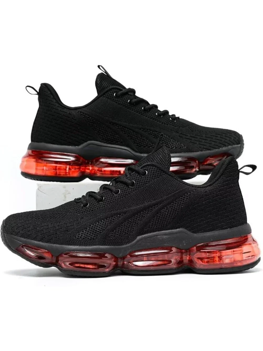Men's Black Red Walking Running Shoes Breathable Fashion Tennis Casual Sneakers
